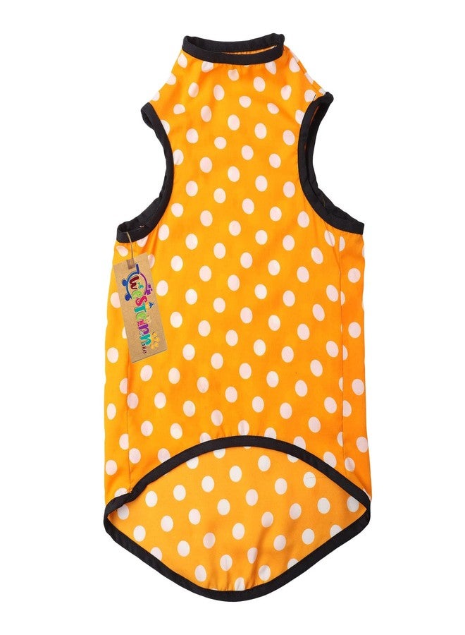 Western Era Funky Soft Cotton Dog T-Shirt | Comfortable & Breathable Dog Clothing | Stylish Sleeveless Vest Pet Outfit (Polka Orange) (XLarge) (26 inches) - Image 4